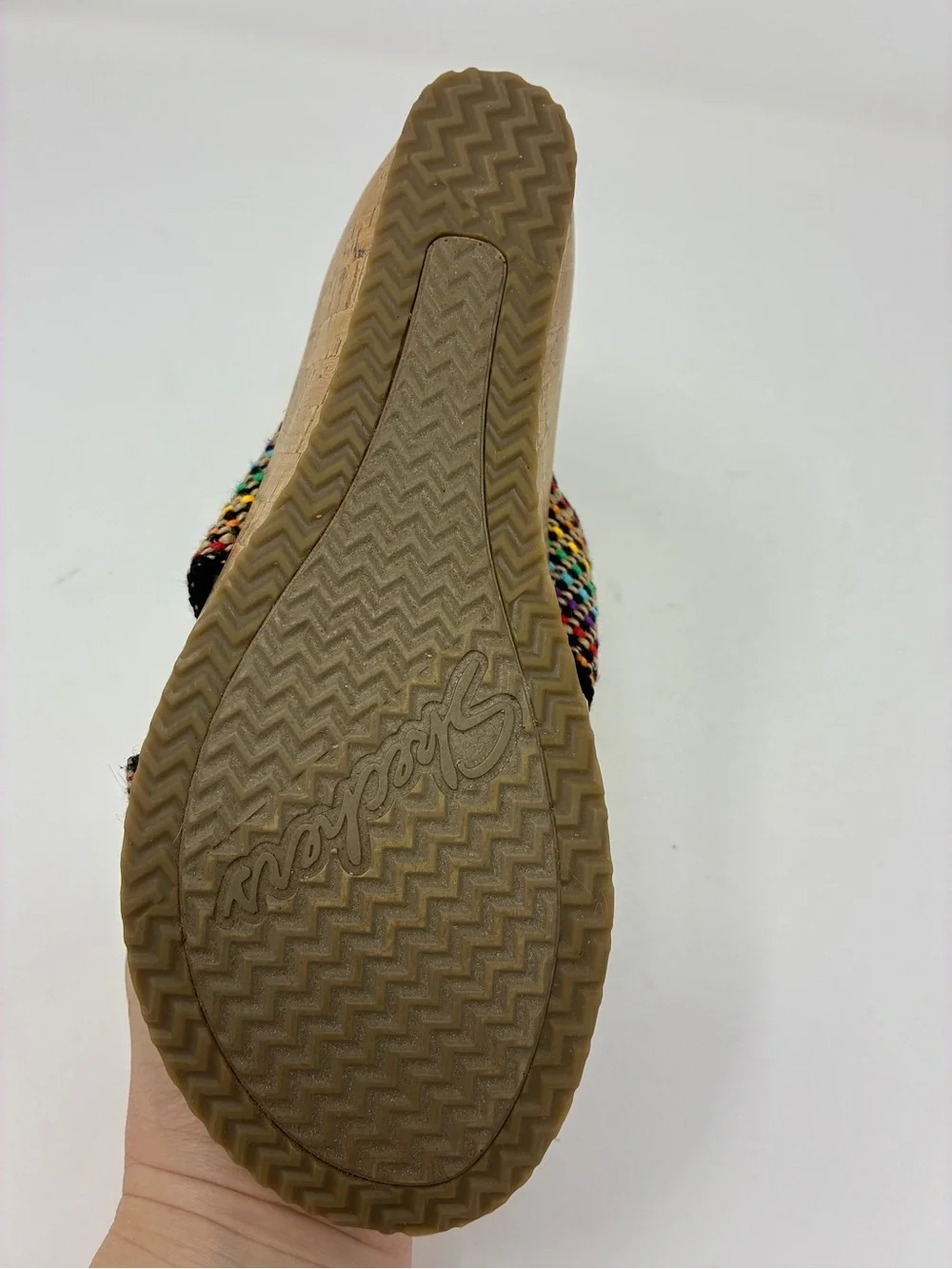 Skechers Multicolor Woven Jute Cork Wedge Sandals w7